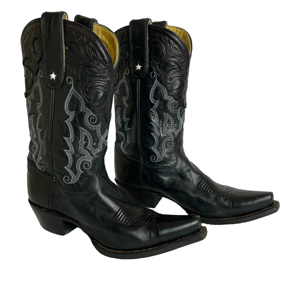 Women's 7 B Tony Lama Black Embroidered Western Boots